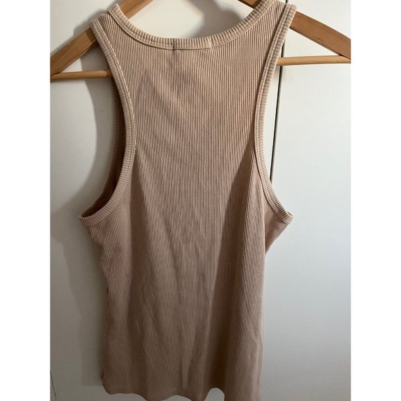 AGOLDE High Neck Rib Knit Latte Brown Tank Top Womens Sz Large L EXC - Picture 5 of 7